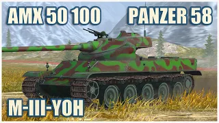 AMX 50 100, Panzer 58 & M-III-Yoh • WoT Blitz Gameplay