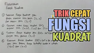 TRIK CEPAT MENENTUKAN RUMUS FUNGSI KUADRAT‼️