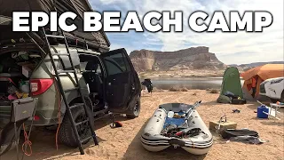 EPIC BEACH CAR CAMPING on LAKE POWELL and PADDLING the ANTELOPE CANYON