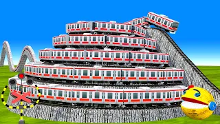 【踏切アニメ】非常に長い新幹線が曲がりくねったらせん状に走り、高山を登ります🚍🚆踏切Train Climbing Pyramid Railroad Crossing Animation #1
