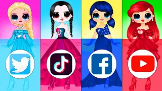 Ladybug, Wednesday Addams, Elsa and Ariel Social Network Dress - DIY Paper Dolls & Crafts