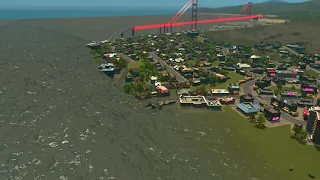 10.0 Fast Tsunami destroys two Villages | Cities Skylines Tsunami #108