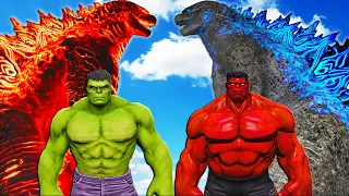 HULK & RED HULK VS GODZILLA FIRE & GODZILLA ICE