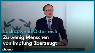 Pressekonferenz mit Alexander Schallenberg zum Lockdown in Österreich am 19.11.21