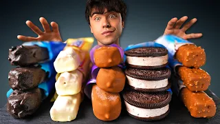 ASMR CANDY ICE CREAM BARS (MILKA, OREO, SNICKERS, BOUNTY) CHOCOLATE DESSERT MUKBANG EATING SOUNDS