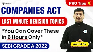 Prepare Companies Law in Just 2 Days | Companies Law for SEBI Grade A 2022 Exam | SEBI Grade A 2022