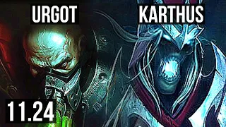 URGOT vs KARTHUS (TOP) | Rank 6 Urgot, 7 solo kills, Godlike, 300+ games | NA Grandmaster | 11.24