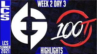 EG vs 100 Highlights | LCS Summer 2021 W2D3 | Evil Geniuses vs 100 Thieves