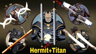 Shadow Fight 2 Titan and Bodyguards with Hermit and Bodyguards Weapons