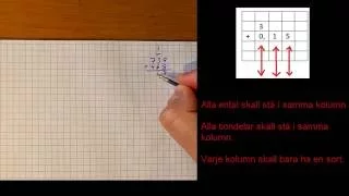 7.  Räkneuppställning för addition (heltal och decimaltal)