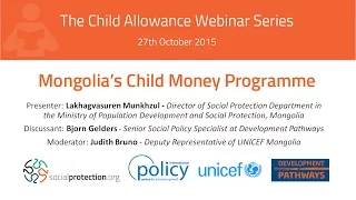 Webinar Series on Child Allowance -  Mongolian experience with the Child Money Programme