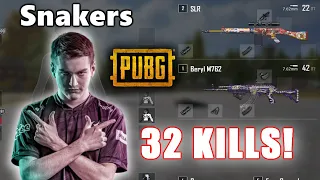 SNAKERS - 32 SOLO KILLS! - Beryl M762 + SLR - DUO - PUBG