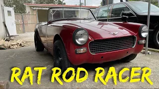 1963 Austin Healey sprite gets vintage race blacked out chrome