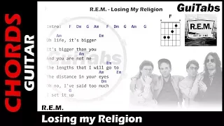 LOSING MY RELIGION ✝ - R.E.M. ( Lyrics - GUITAR Chords 🎸- Karaoke )