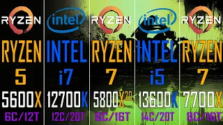 RYZEN 5 5600X vs INTEL i7 12700K vs RYZEN 7 5800X3D vs INTEL i5 13600K vs RYZEN 7 7700X ||