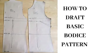 How to draft a basic bodice pattern [DETAILED] with waist and side dart (for beginners)