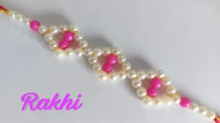 EASY AND BEAUTIFUL PEARL BRACELET /Easy Handmade Beads Rakhi 2022/DIY RAKHI /@VJartsncrafts