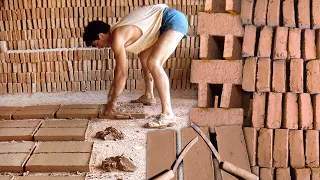 Artisanal bricks with water, earth and straw. Processing, drying and firing in 1994