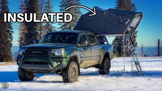 Winter Camping in Insulated Roof Top Tent with Snow