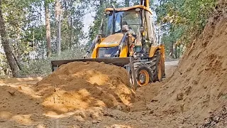 Clearing Hilly Road Dirt-New JCB 3dx Backhoe Loader-JCB Video