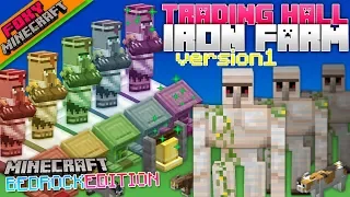 TRADING HALL IRON FARM | Tutorial Guide | Minecraft Bedrock Edition Iron Farm Help (MCBE)