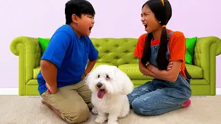 Wendy and Alex Wants to Play with Pet Dog | Kids Take Care of Dog