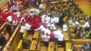 Watch: EFF disrupts cause chaos at SONA  2017 as MPs and security trade blows