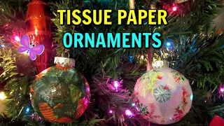 TISSUE PAPER CHRISTMAS ORNAMENTS Tutorial!  So Easy! | Make Your Own Ornaments!  LeighsHome