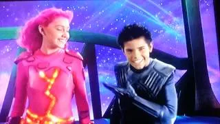 Lavagirl kisses Sharkboy's Cheek