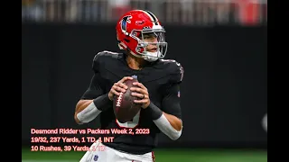 Desmond Ridder Week 2 Every Drop-Back, Pass, and Run Atlanta Falcons vs Green Bay Packers NFL 2023