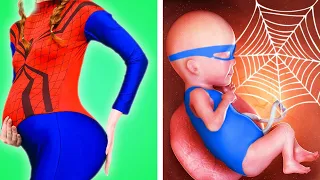 WHAT IF SUPERHEROES WERE PREGNANT || Funny Pregnancy Situations by Crafty Panda How