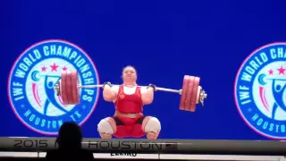 Tatiana Kashirina gold medal lift of 185 kg in clean and jerk in the 75+ category