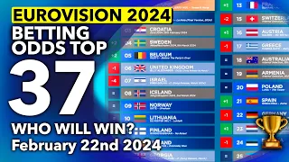 🏆📊 Who will be the WINNER of EUROVISION 2024? - Betting Odds TOP 37 (February 22nd)