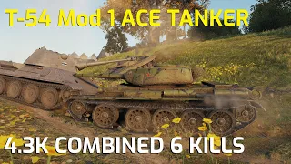 T-54 Mod 1 Ace Tanker Top Gun 4.4K Combined 6 Kills