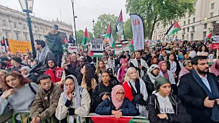 Hands off Rafah, Whitehall Emergency Rally and Bridge St after protest, 28th May 2024