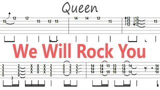 Queen - We Will Rock You / Guitar Solo Tab+BackingTrack