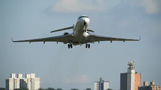 AVIÃO DO CANTOR GUSTAVO LIMA - GLOBAL EXPRESS -  E QUE LINDA DECOLAGEM COM DESTINO A GOIÂNIA