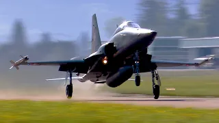 Gorgeous F-5 Tigers & F-18 Hornets operating from Meiringen in the stunning Swiss Alps [HD]