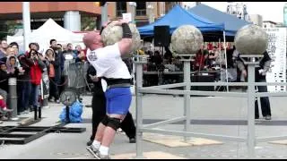 Strong Man Competition Boulder Falls on Competitor || Fail and win