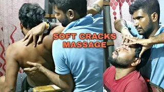 Soft Head massage & relaxing body massage with Neck cracking | Indian street Barber | ASMR