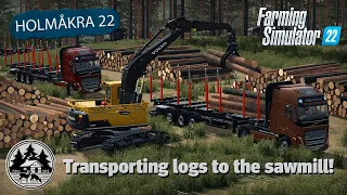 LOG LOADING AND UNLOADING USING THE VOLVO'S! | FS22 | Forestry | Holmåkra 22 | Timelapse | E07