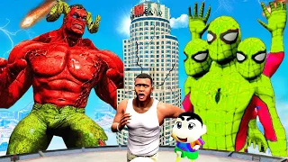 GIANT LAVA HULK Vs GIANT ZOMBIE SPIDERMAN 😱 IN GTA5 | GTA5 AVENGERS