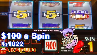 $100 SLOT - DOUBLE DOUBLE GOLD - JACKPOT HANDPAY,  ZOLTAR 5X PAY SLOT @ San Manuel 赤富士スロット 100ドルスロット