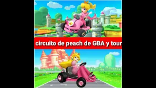 mario kart tour coparado las pista de circuito de peach de GBA y tour