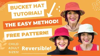 Reversible Bucket Hat Tutorial!  The Easy Method!  Free Pattern!  Sizes Newborn-Adult XL!