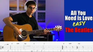 The Beatles - All You Need Is Love // EASY Fingerstyle Guitar Cover with Tabs