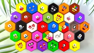 Looking for All Slime Hexagon Numberblocks Box | Cleaning Alphablocks Color Dirty, ASMR