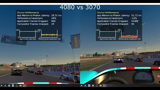 3070 vs 4080 Sim Racing VR Benchmark Comparison  on ACC, AC, AMS2 and R3E on Oculus Rift S