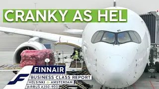 FINNAIR A350 Business Class【4K Trip Report Helsinki to Amsterdam】Cranky as HEL!