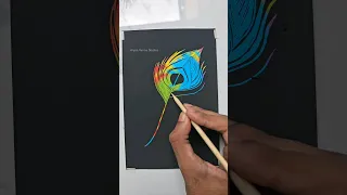 Peacock 🦚 feather drawing : tutorial #shorts